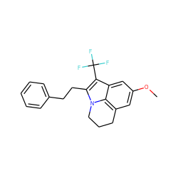 COc1cc2c3c(c1)c(C(F)(F)F)c(CCc1ccccc1)n3CCC2 ZINC000103256061