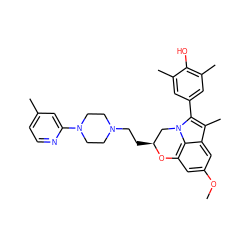 COc1cc2c3c(c1)c(C)c(-c1cc(C)c(O)c(C)c1)n3C[C@H](CCN1CCN(c3cc(C)ccn3)CC1)O2 ZINC000026403363