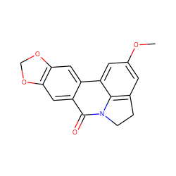 COc1cc2c3c(c1)c1cc4c(cc1c(=O)n3CC2)OCO4 ZINC000013604089