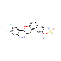 COc1cc2c3c(ccc2cc1NS(C)(=O)=O)O[C@H](c1cc(F)c(F)cc1F)[C@@H](N)C3 ZINC001772605069