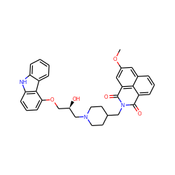 COc1cc2c3c(cccc3c1)C(=O)N(CC1CCN(C[C@H](O)COc3cccc4[nH]c5ccccc5c34)CC1)C2=O ZINC000049775648