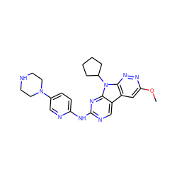 COc1cc2c3cnc(Nc4ccc(N5CCNCC5)cn4)nc3n(C3CCCC3)c2nn1 ZINC000117688427