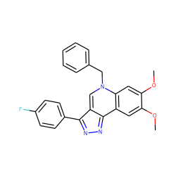 COc1cc2c3nnc(-c4ccc(F)cc4)c-3cn(Cc3ccccc3)c2cc1OC ZINC000002691300