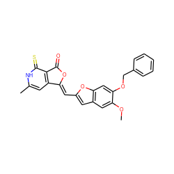 COc1cc2cc(/C=C3\OC(=O)c4c3cc(C)[nH]c4=S)oc2cc1OCc1ccccc1 ZINC000040863650