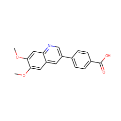 COc1cc2cc(-c3ccc(C(=O)O)cc3)cnc2cc1OC ZINC000013737718