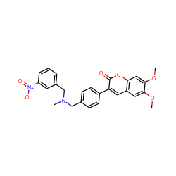 COc1cc2cc(-c3ccc(CN(C)Cc4cccc([N+](=O)[O-])c4)cc3)c(=O)oc2cc1OC ZINC000028710686