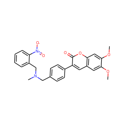 COc1cc2cc(-c3ccc(CN(C)Cc4ccccc4[N+](=O)[O-])cc3)c(=O)oc2cc1OC ZINC000028710685