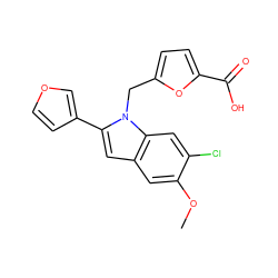 COc1cc2cc(-c3ccoc3)n(Cc3ccc(C(=O)O)o3)c2cc1Cl ZINC000169701329