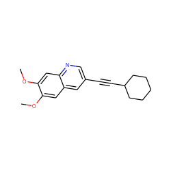 COc1cc2cc(C#CC3CCCCC3)cnc2cc1OC ZINC000008552727