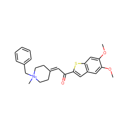 COc1cc2cc(C(=O)C=C3CC[N+](C)(Cc4ccccc4)CC3)sc2cc1OC ZINC000013818025