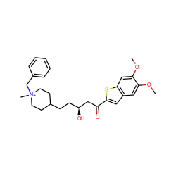 COc1cc2cc(C(=O)C[C@@H](O)CCC3CC[N+](C)(Cc4ccccc4)CC3)sc2cc1OC ZINC000036286842