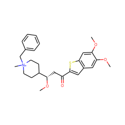COc1cc2cc(C(=O)C[C@H](OC)C3CC[N+](C)(Cc4ccccc4)CC3)sc2cc1OC ZINC000013818012