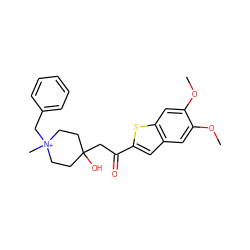 COc1cc2cc(C(=O)CC3(O)CC[N+](C)(Cc4ccccc4)CC3)sc2cc1OC ZINC000013818018