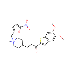 COc1cc2cc(C(=O)CCC3CC[N+](C)(Cc4ccc([N+](=O)[O-])o4)CC3)sc2cc1OC ZINC000013818047