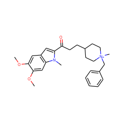 COc1cc2cc(C(=O)CCC3CC[N+](C)(Cc4ccccc4)CC3)n(C)c2cc1OC ZINC000013817982