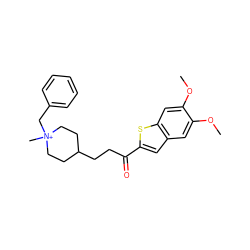 COc1cc2cc(C(=O)CCC3CC[N+](C)(Cc4ccccc4)CC3)sc2cc1OC ZINC000013817966