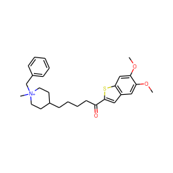 COc1cc2cc(C(=O)CCCCC3CC[N+](C)(Cc4ccccc4)CC3)sc2cc1OC ZINC000036286849