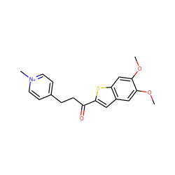 COc1cc2cc(C(=O)CCc3cc[n+](C)cc3)sc2cc1OC ZINC000013818067