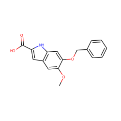 COc1cc2cc(C(=O)O)[nH]c2cc1OCc1ccccc1 ZINC000000402728