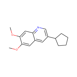 COc1cc2cc(C3CCCC3)cnc2cc1OC ZINC000003834044