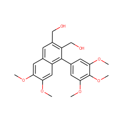 COc1cc2cc(CO)c(CO)c(-c3cc(OC)c(OC)c(OC)c3)c2cc1OC ZINC000013756794