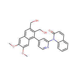 COc1cc2cc(CO)c(CO)c(-c3ccnc(-n4c(=O)ccc5ccccc54)c3)c2cc1OC ZINC000000601956