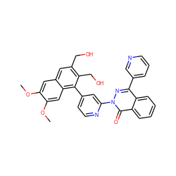 COc1cc2cc(CO)c(CO)c(-c3ccnc(-n4nc(-c5cccnc5)c5ccccc5c4=O)c3)c2cc1OC ZINC000001486361