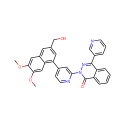 COc1cc2cc(CO)cc(-c3ccnc(-n4nc(-c5cccnc5)c5ccccc5c4=O)c3)c2cc1OC ZINC000013535297