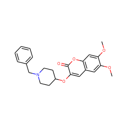 COc1cc2cc(OC3CCN(Cc4ccccc4)CC3)c(=O)oc2cc1OC ZINC000095596915