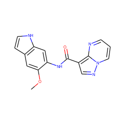 COc1cc2cc[nH]c2cc1NC(=O)c1cnn2cccnc12 ZINC000113652004