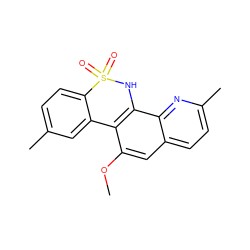 COc1cc2ccc(C)nc2c2c1-c1cc(C)ccc1S(=O)(=O)N2 ZINC000013818007