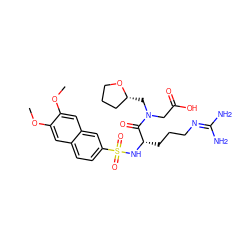 COc1cc2ccc(S(=O)(=O)N[C@@H](CCCN=C(N)N)C(=O)N(CC(=O)O)C[C@@H]3CCCO3)cc2cc1OC ZINC000028755291