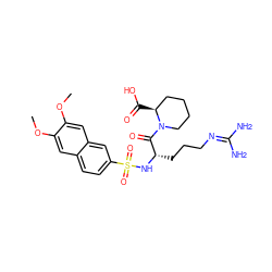 COc1cc2ccc(S(=O)(=O)N[C@@H](CCCN=C(N)N)C(=O)N3CCCC[C@@H]3C(=O)O)cc2cc1OC ZINC000028756018