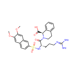 COc1cc2ccc(S(=O)(=O)N[C@@H](CCCN=C(N)N)C(=O)N3CCc4ccccc4[C@@H]3C(=O)O)cc2cc1OC ZINC000028755567