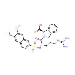 COc1cc2ccc(S(=O)(=O)N[C@@H](CCCN=C(N)N)C(=O)N3Cc4ccccc4[C@@H]3C(=O)O)cc2cc1OC ZINC000028755574