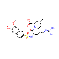 COc1cc2ccc(S(=O)(=O)N[C@H](CCCN=C(N)N)C(=O)N3CC[C@@H](C)C[C@@H]3C(=O)O)cc2cc1OC ZINC000028756482