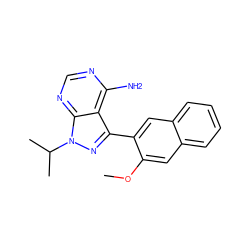 COc1cc2ccccc2cc1-c1nn(C(C)C)c2ncnc(N)c12 ZINC000071282450