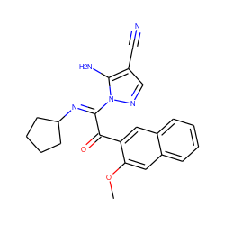 COc1cc2ccccc2cc1C(=O)/C(=N\C1CCCC1)n1ncc(C#N)c1N ZINC000299836416