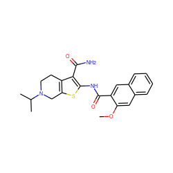 COc1cc2ccccc2cc1C(=O)Nc1sc2c(c1C(N)=O)CCN(C(C)C)C2 ZINC000004087110