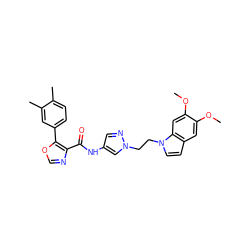 COc1cc2ccn(CCn3cc(NC(=O)c4ncoc4-c4ccc(C)c(C)c4)cn3)c2cc1OC ZINC000201514266