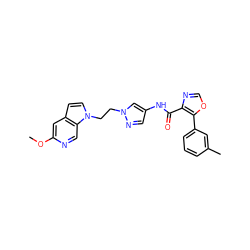 COc1cc2ccn(CCn3cc(NC(=O)c4ncoc4-c4cccc(C)c4)cn3)c2cn1 ZINC000201538209