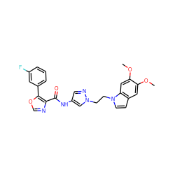 COc1cc2ccn(CCn3cc(NC(=O)c4ncoc4-c4cccc(F)c4)cn3)c2cc1OC ZINC000201570341