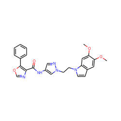 COc1cc2ccn(CCn3cc(NC(=O)c4ncoc4-c4ccccc4)cn3)c2cc1OC ZINC000201556078