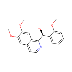 COc1cc2ccnc([C@@H](O)c3ccccc3OC)c2cc1OC ZINC000036286957