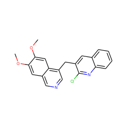 COc1cc2cncc(Cc3cc4ccccc4nc3Cl)c2cc1OC ZINC000145137553