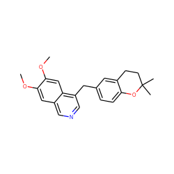 COc1cc2cncc(Cc3ccc4c(c3)CCC(C)(C)O4)c2cc1OC ZINC000145138645