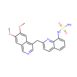COc1cc2cncc(Cc3ccc4cccc(NS(N)(=O)=O)c4n3)c2cc1OC ZINC000584646168