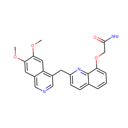 COc1cc2cncc(Cc3ccc4cccc(OCC(N)=O)c4n3)c2cc1OC ZINC000145086740