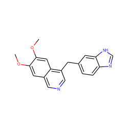 COc1cc2cncc(Cc3ccc4nc[nH]c4c3)c2cc1OC ZINC000205653707