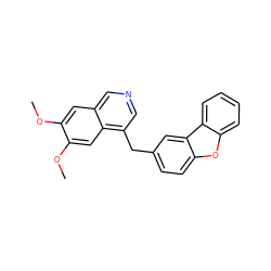 COc1cc2cncc(Cc3ccc4oc5ccccc5c4c3)c2cc1OC ZINC000148607055